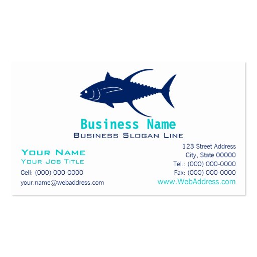 Yellowfin Tuna Silhouette Business Card (front side)