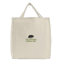 Yellowstone National Park Bear Embroidered Tote Bag
