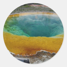 Yellowstone Thermal Spring In Morning Round Sticker