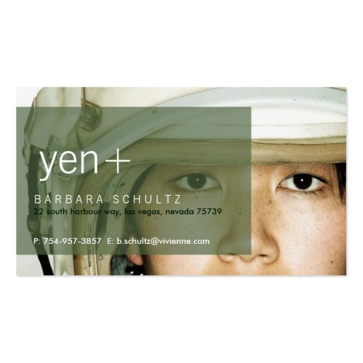 Yen's Face [green] Business Cards (front side)