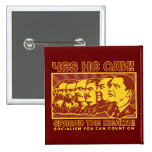 Yes He Can! Comrade Obama Spoof Pinback Button