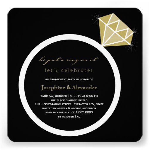 Yes! He Put A Diamond Ring On It Engagement Party Personalized Invite
