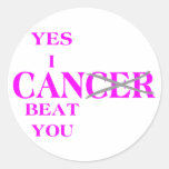 Yes I Can Beat Cancer Pink Round Sticker