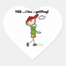 Yes I Love Golfing Heart Stickers