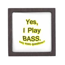 Yes I Play Bass Black Text Yellow Glow Premium Trinket Boxes