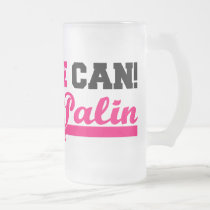 Yes She Can - Sporty Frosted Glass Mug by palinveep Yes She Can - Sporty Frosted Glass Mug