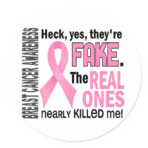 Yes, They Are Fake 1.2 Breast Cancer Stickers