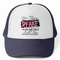 Yes Theyre Fake and Spectacular - Breast Cancer Trucker Hats