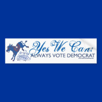 Yes We Can Blue Donkey Kick Bumper Sticker  bumper stickers