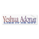 Yeshua Adonai Bumper Sticker bumper stickers