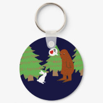 Yeti and Bunny Discuss Love keychains