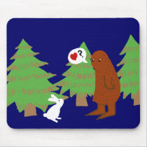 Yeti and Bunny Discuss Love Mouse Pads