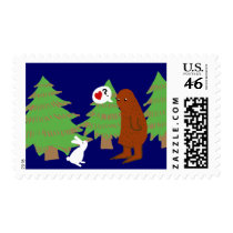 Yeti and Bunny Discuss Love postage