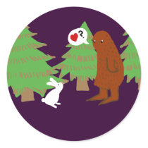 Yeti and Bunny Discuss Love Round Stickers
