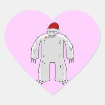 Yeti Claus Heart Sticker