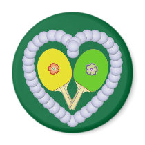 YG Ping Pong Flower Heart Refrigerator Magnets