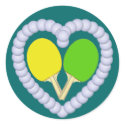 YG Ping Pong Paddle Heart Round Sticker