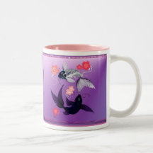 Yin and Yang Koi and Cherry Blossoms  Mugs