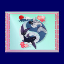 Yin and Yang Koi Postcards postcards