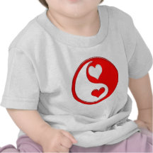 Yin And Yang Valentine Hearts Design Tee Shirts