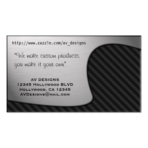 Yin Yang Abstract Carbon / Brushed Aluminum Business Cards (back side)