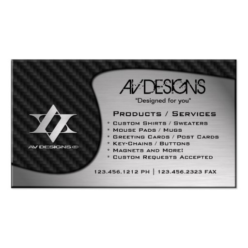 Yin Yang Abstract Carbon / Brushed Aluminum Business Cards
