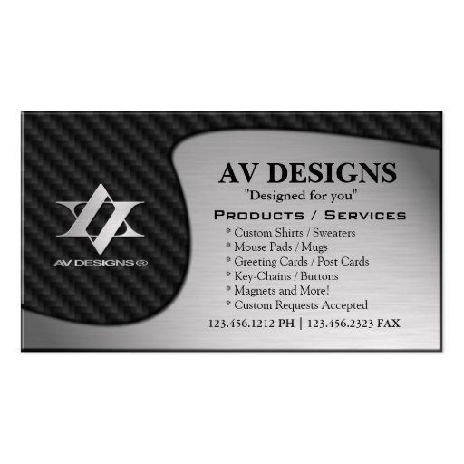 Yin Yang Abstract Carbon / Brushed Aluminum Business Card Templates (front side)
