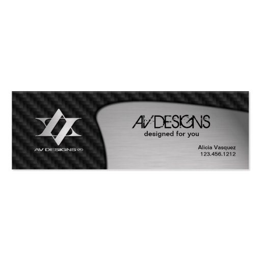 Yin Yang Abstract Carbon / Brushed Aluminum Business Card Template (front side)