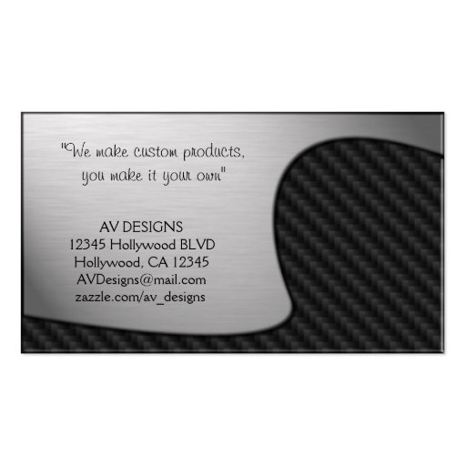 Yin Yang Abstract Carbon / Brushed Aluminum Business Card Template (back side)
