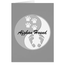 yin yang afghan hound greeting cards