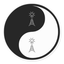 Yin Yang Amateur Radio Round Stickers