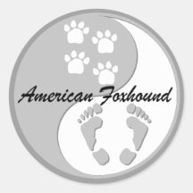yin yang american foxhound round sticker