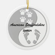 yin yang american staffordshire terrier christmas ornaments