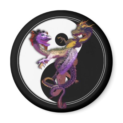 Yin Yang and the Dragons Dance of Love magnets