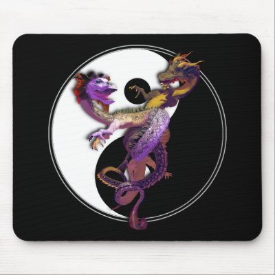 Yin Yang and the Dragons Dance of Love Mousepad by DragonCat