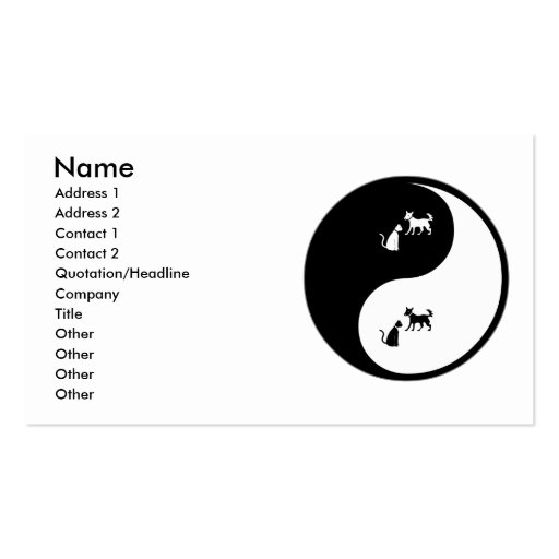 Yin Yang Animal Control Business Card Templates (front side)