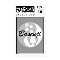 yin yang basenji postage stamp