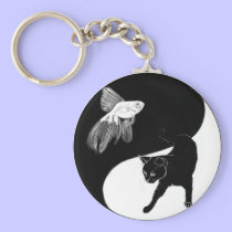 Yin Yang Black White keychains