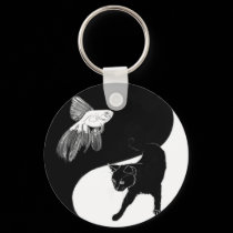 Yin Yang Black White keychains