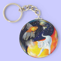 Yin Yang Black White keychains