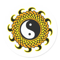 Yin Yang Braided Sun stickers by SunandShadows Yin Yang Braided Sun stickers