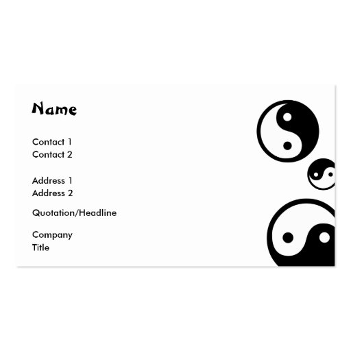 Yin Yang Business Cards (front side)