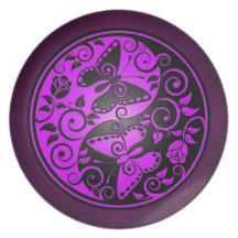 Yin Yang Butterflies, purple & black Dinner Plate