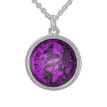 Yin Yang Butterflies, purple & black Personalized Necklace
