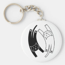 Yin & Yang Cats Keychain (on white)