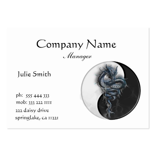 Yin Yang Chinese Dragon Business Card (front side)