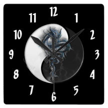Yin Yang Chinese Dragon Wall Clock