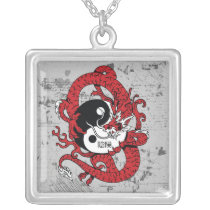 Yin yang Chinese symbol and dragon necklaces