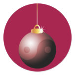 Yin Yang Christmas Ball in Red Round Stickers