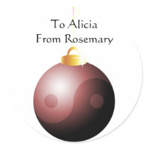 Yin Yang Christmas Ball in Red stickers